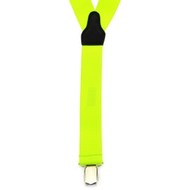 TigerTie Unisex Braces in Y-Shape with 3 Extra Strong Clips - Colour into Monochrome – High-Quality Workmanship – Width 35 mm - neon yellow