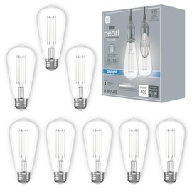 GE Pearl Filament LED Light Bulbs, ST19 Edison Style, High-Definition and Dimmable LED Bulbs, Daylight, 60-Watt Replacement, 15,000 Hours Lifespan, 8 Pack