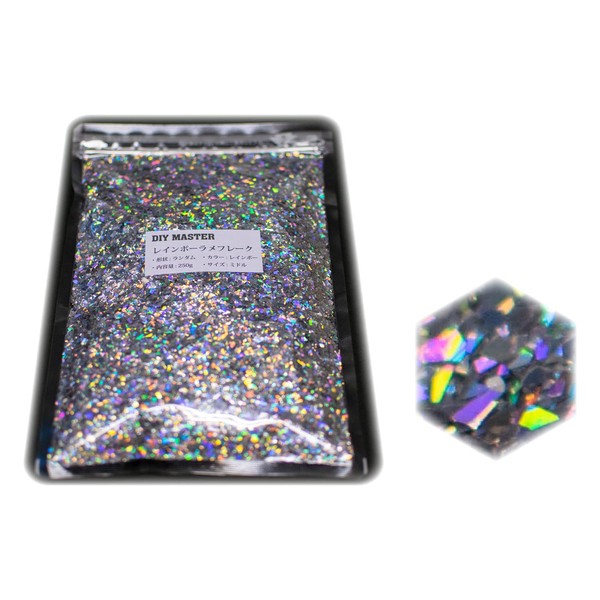 DIY MASTER Rainbow Glitter Flakes, Random Shapes, Medium Size, 8.8 oz (250 g)