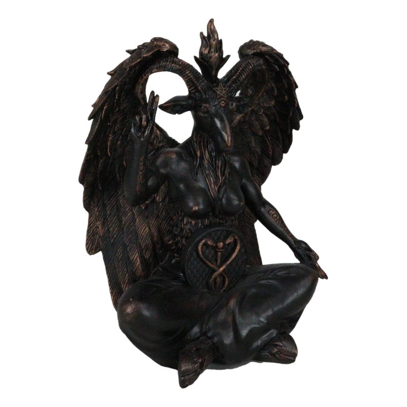 Pagan Occult Sabbatic Goat Idol Baphomet Sitting Meditation Figurine 8"H