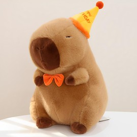 JPORSHU Capybara Plush Toy， 12inch Capybara Plush with Happy Birthday， Kawaii Capybara Stuffed Animal and Home Decor Gifts