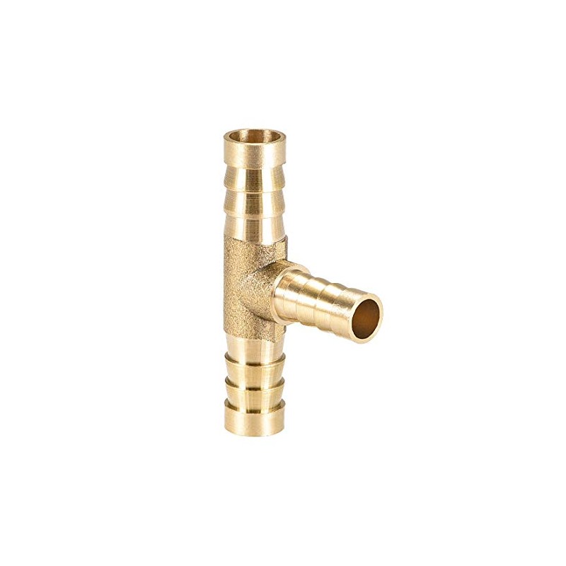 sourcing map Tee Brass Barb Fitting Reducer 3 Way, Fit