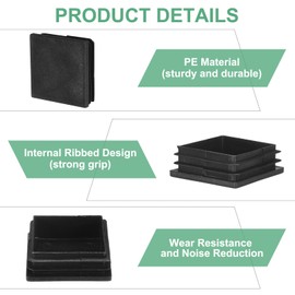 M METERXITY 30-Pack Square Tubing End Caps, 1.8Inch/45mm Plastic Tube Plugs for Square Metal Tube/Chair Legs/Pipe Post/Furniture/Fence, Bumper Tubing Plug [Black]