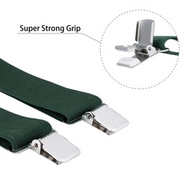 Buyless Fashion Suspenders for Men - 48" Elastic Adjustable Straps 1 1/4" - X Back - 5114-Hunter-Green