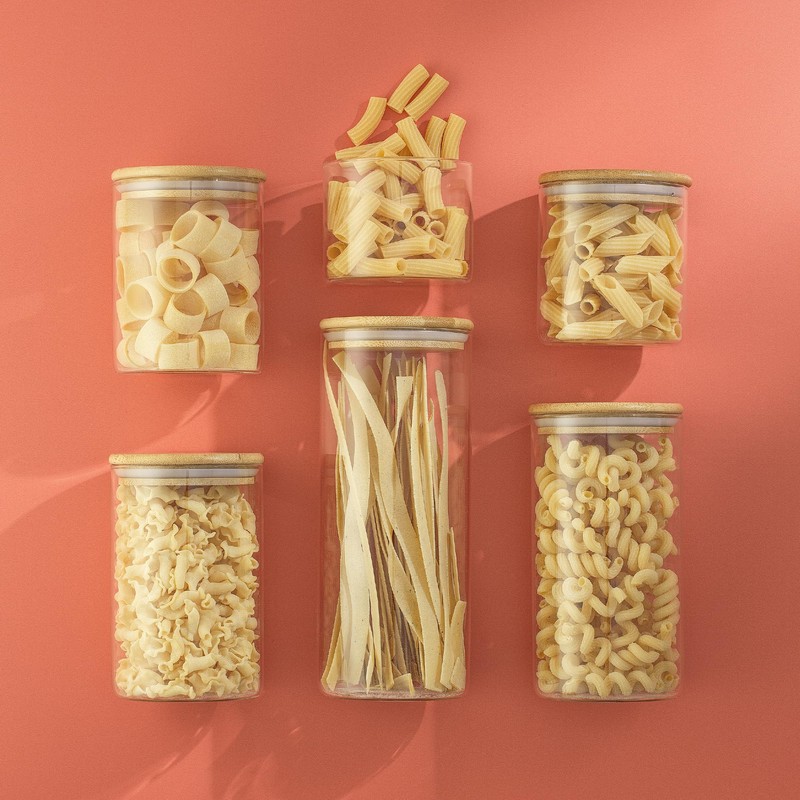 JoyJolt Borosilicate Glass Jars With Bamboo Lids. 6 Pc Set