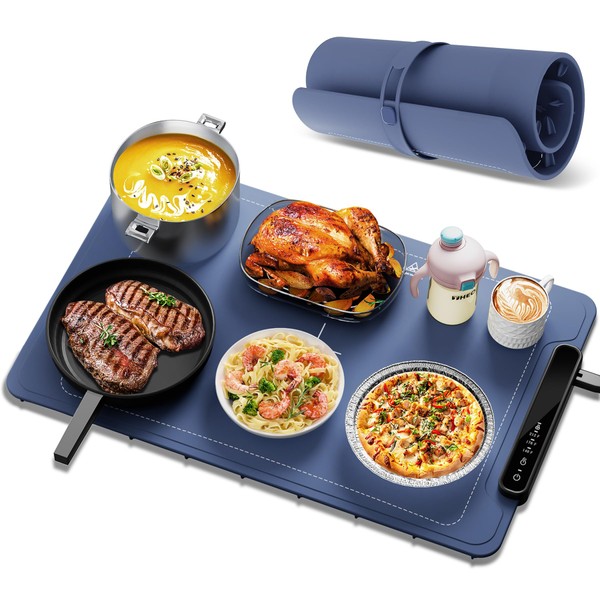 Food Warming Mat, Silicone Electric Warming Tray with 3 Modes
