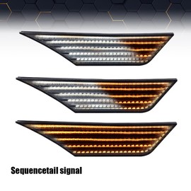 PIT66 Smoke LED Side Marker Lights Switchback Signal Lamp Compatible With Honda Civic 2016 2017 2018 2019 2020 2021, 33850TBAA02, 33850TBAA01, 33800TBAA02