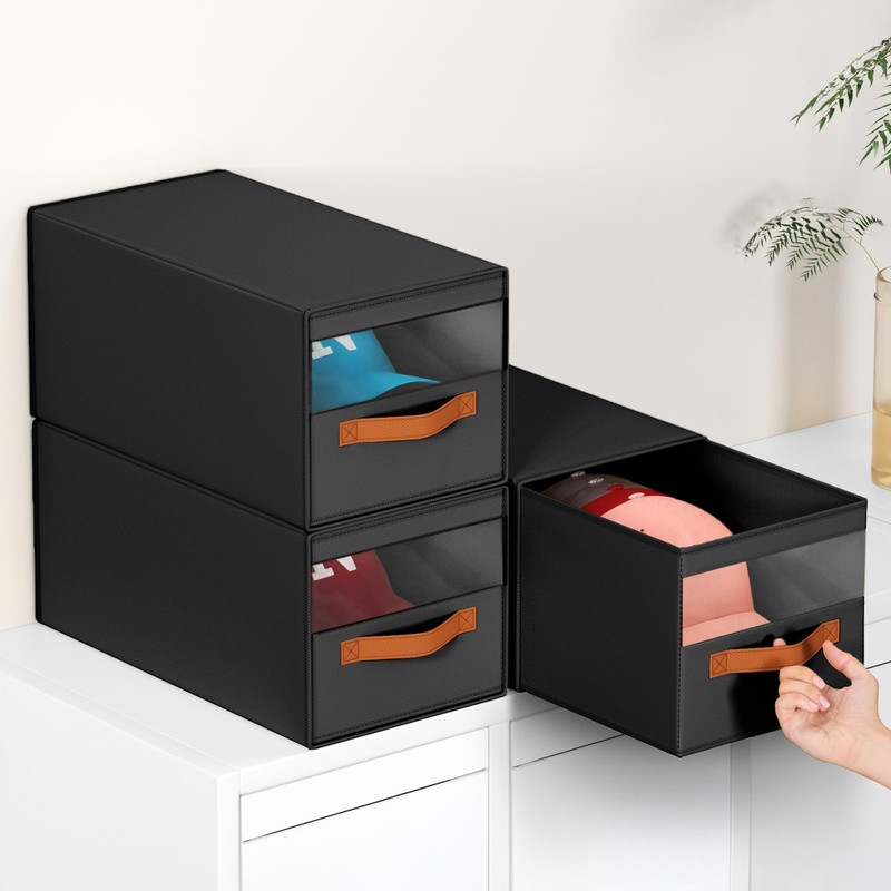 Homsorout Hat Organizer for Baseball Caps - 3 Pack Pull-Out
