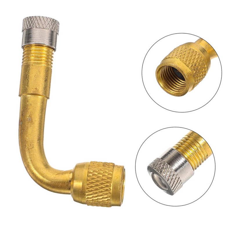 ULTECHNOVO 2PCS Angled Brass Tire Valve Extension Adapter for Quick