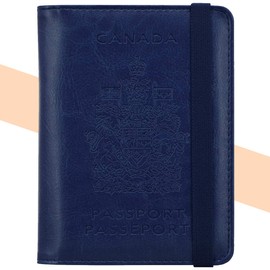 Passport Wallet Holder Cover - KINGMAS CA RFID Blocking Travel Passport Leather Case with Elastic band