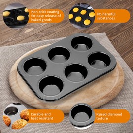 2 x Muffin Moulds Large Muffin Moulds Muffin Baking Mould Carbon Steel Muffin Tray Muffin Tray Muffin Mould for Cupcakes Brownies Cakes Non-Stick Coating Washable (26.5 x 18.5 x 3 cm)