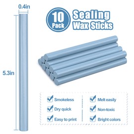 SHOWIN Glue Gun Sealing Wax Sticks for Wax Seal Stamp -Dusty Blue, Great for Wedding Invitations, Cards Envelopes, Snail Mails, Wine Packages, Christmas Gift Ideas, Pack of 10