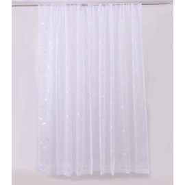 FLCSIed - Cortinas transparentes elegantes con diseño de hojas bordadas, cortinas florales de primavera para recámara, filtrar la luz, bolsillo para barra, tratamientos de ventana, 2 paneles (blanco