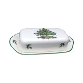 Spode - Árbol de Navidad, Christmas Tree 3-Piece Hostess Set, white with green tree, 1