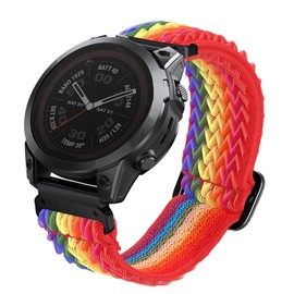 Abanen Upgraded Quick Fit 22mm Elastic Band for Garmin Fenix 7 / Fenix 6 / Fenix 5, Soft Stretchy Loop Nylon Wristband Strap for Garmin epix Pro 47mm,Forerunner 965/955 (Rainbow)