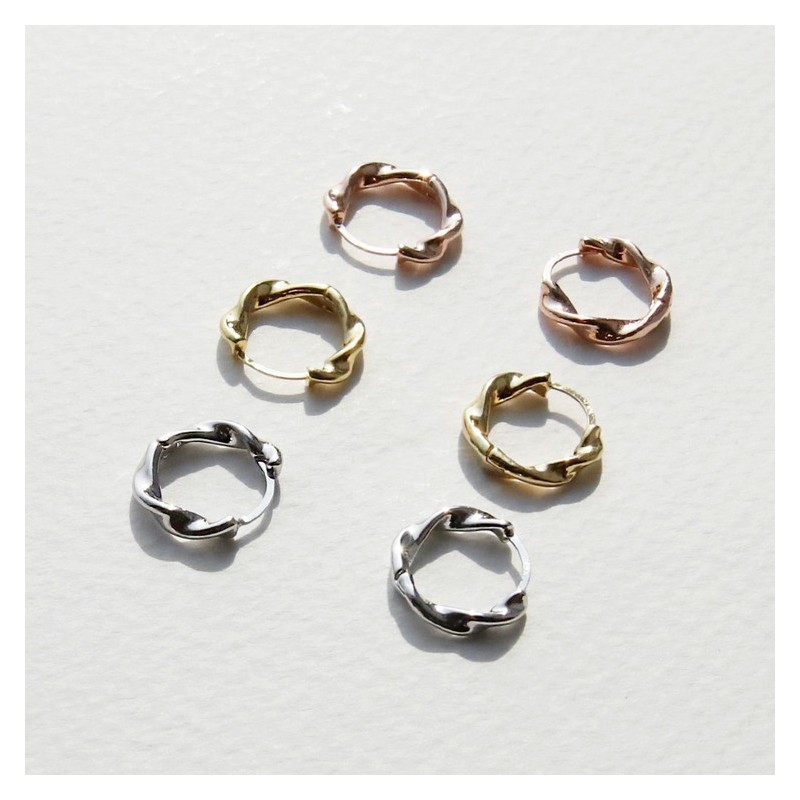 Gold&Deer 14K Goldfield Daily Twisted One-Touch Earrings White Gold /