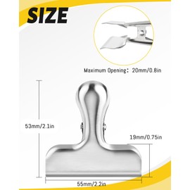 Caianwin Pack of 5 Sealing Clips 55 mm Metal Clips for Bags, Food and Photo for Home, Kitchen, School and Office