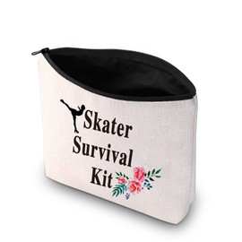 PXTIDY Skater Survival Kit Cosmetics Bag Figure Skater Gift for Women Ice Skate Zipper Pouch Graduation Gift Skating Makeup Bag