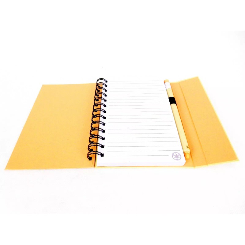 Sweda Recycled Foldover Notebook & Pen, Wire Bound, 5" x