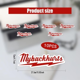 THJOPOKEEL 10Pcs Hard Hat Stickers My Back Hurts Decal, Toolbox Red Stickers, For Car, Bumper, Locker, Tool Box, Construction Worker Accessories, Funny Mechanic Construction Warning Sticker