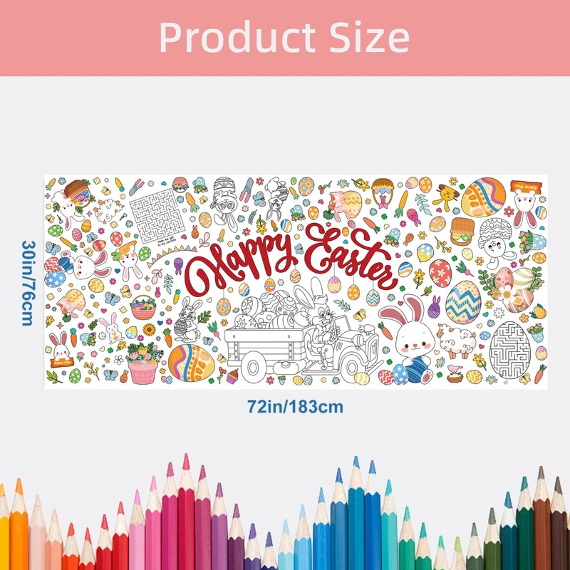Easter Coloring Tablecloth for Kids - 76 x 183cm Colouring