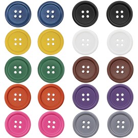 Raydodo 50 PCS 25mm 1 Inch Buttons for Crafts, Large Buttons 4 Hole Round Sewing Buttons Mixed Spray Colored Craft Buttons for Sewing Scrapbooking and DIY Crafts (Each Color 5 Pcs)