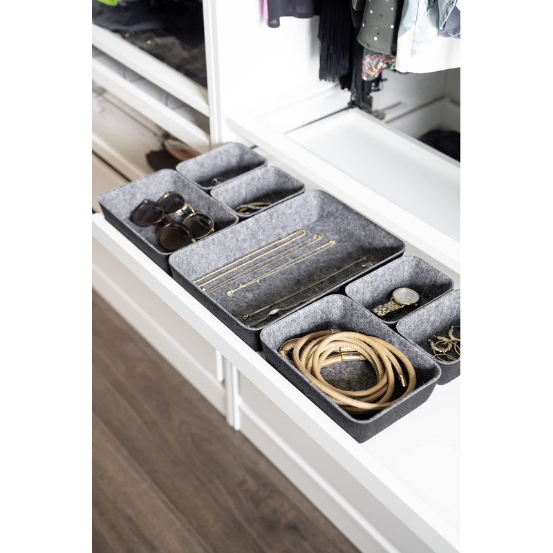 WENKO Drawer Organiser Felt, 7-Piece Storage Aid for Drawers Made