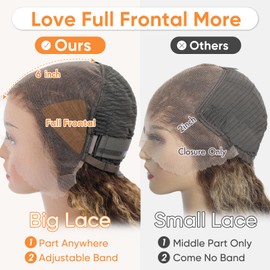 Arseomi 34Inch 4/27 Highlight Ombre Deep Wave Lace Front Wigs Human Hair 13x6 HD Transparent Lace Front Wigs Pre Plucked 200% Density Glueless Wigs Curly Human Hair wig for Women