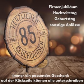 DARO Design - Wooden Disc - 85 Years - Size 20 cm - Gift for Anniversary, 85th Birthday, Anniversary - Congratulations 2025