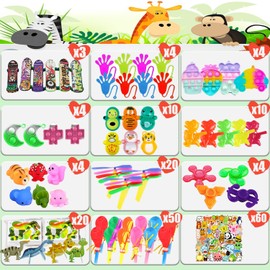 Dilycery 124 Pcs Pop Party Favors for Kids, Treasure Box Toys for Classroom, Treasure Chest for Kids Prizes, Bulk School Student Prizes Box Toys, Pinata Fillers Goodie Bag Stuffers