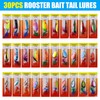 Rooster Bait Tail Spinner Fishing Lures Kit,30pcs Metal Spoon Lures