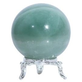 Crocon Green Jade Crystal Sphere with Stand Gemstone Sphere Healing Ball Sculpture Figurine for Fengshui Meditation Divination Home Decoration Photography Size: 45-55 mm