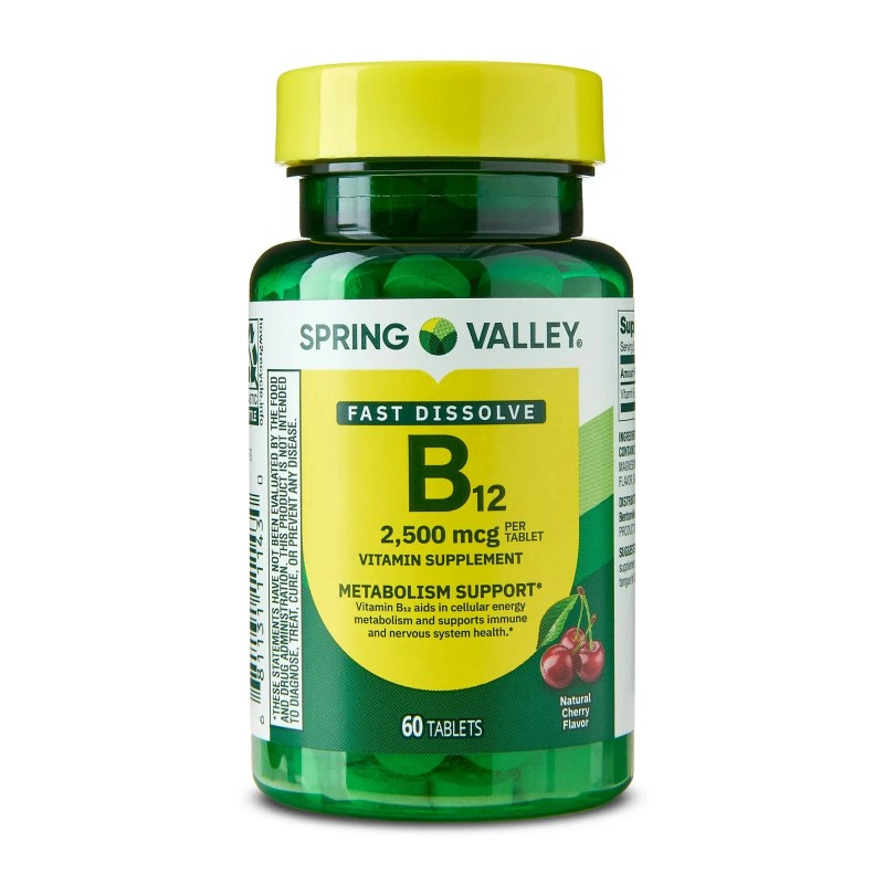 Spring Valley Vitamin B12 QuickDissolve Tablets Dietary Supplement 2500 Mcg