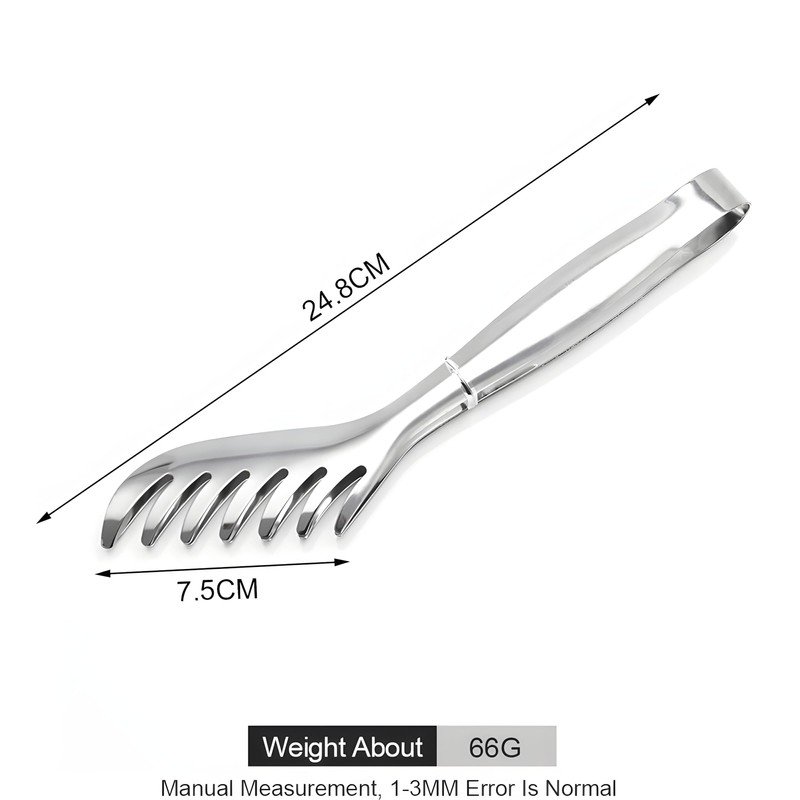 1 Piece Toothed Stainless Steel Spaghetti Tongs with Vacuum Handle,