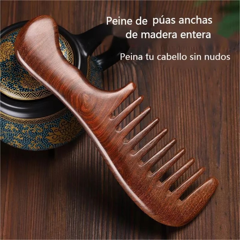 Iwansol Peine Antifrizz De Madera De Sándalo Dorado Antiestático