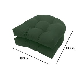 Pack of 2 Outdoor Indoor Tufted Seat Cushions, 18.9" x 18.9" U-Shape Cushions for Wicker Chair Seat,Patio Cushions, Furniture Dinning Chair Pad (Dark green)