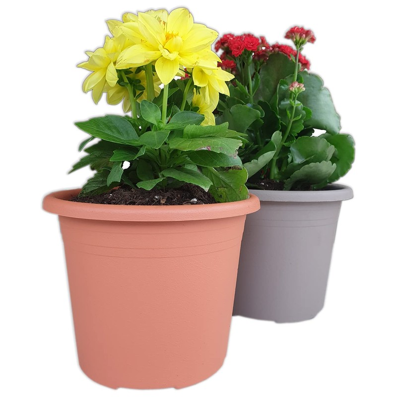 Geli Large Drip Cylindro Round Plastic Plant Pot, Taupe 40,