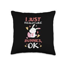 I Just Really Like Bunnies Chocolate Egg Easters I Just Really Like Bunnies Easter Resurrection Jesus Rabbit Throw Pillow, 16x16, Multicolor