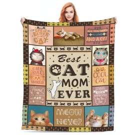 Cat Mom Blanket for Women, Soft & Cozy Blanket for Cat Lovers, for Cat Moms 60'' x 50''