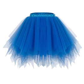 Bridesmay Women's Short Party Tutu Ballet Bubble Skirt Retro Petticoat Skirt Royal Blue M