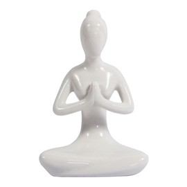 4.25" White Set of 4 Home Decorative Porcelain Ceramic Yoga Pose Figurine Statue, Meditation Room Instructor Collection Gifts for Yoga Lovers Women Yogi Freak