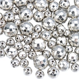 YYlingx 100Pcs Silver Disco Ball Beads Reflective Mirrorball Beads for Bracelet Necklace Earrings Jewelry Making Christmas Crafts Costume Accessories