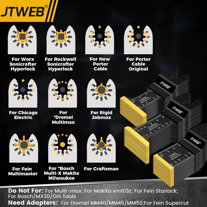 JTWEB 15PCS Titanium Oscillating Saw Blades, Multitool Blades Oscillating Tool