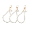 JIHUOO 3 Pcs Faux Pearl Keychain Flower Charm Keyring Hand