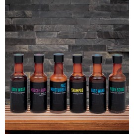 Man Stuff The 6 Pack Mens Shower & Body Wash Essential Toiletries Set with Caddy