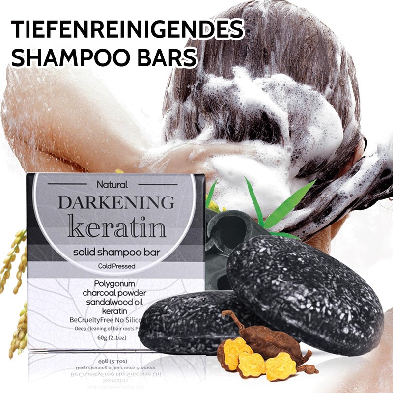 Shefave Bamboo Charcoal Shampoo Bar, Anti Grey Bar, Hair Darkening