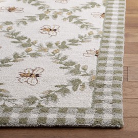 Safavieh Chelsea Collection HK55A Hand-Hooked French Country Wool Runner, 2'6" x 8' , Ivory / Green
