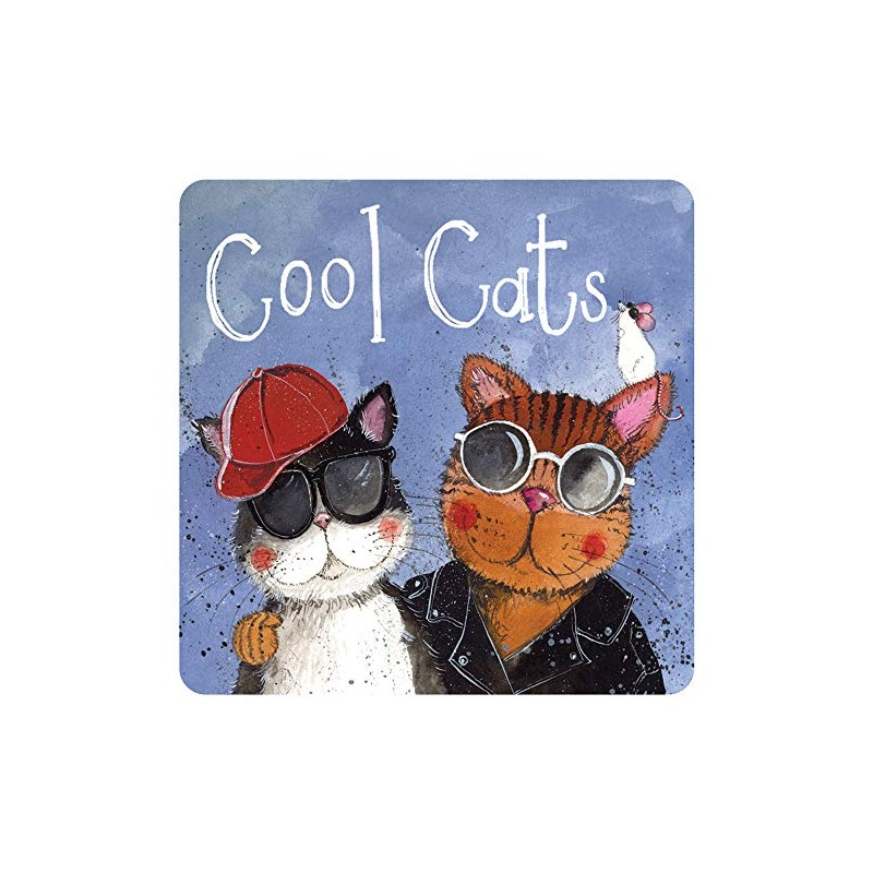 ALEX CLARK Cool Cats Coaster (single) - Sunglasses - Watercolour