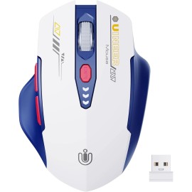 UINEER Premium Wireless Gaming Mouse, 6-button 2.4GHz Rechargeable (BLUE/WHITE)