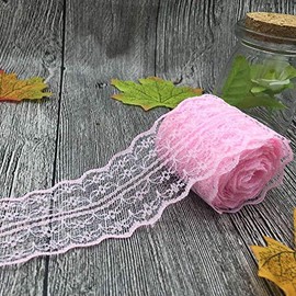 Yulakes 20 Metres Vintage Lace Border 4.5 cm Width, Lace Border Lace Ribbon, Decorative Tape, Craft, Sanding Belt (Pink)